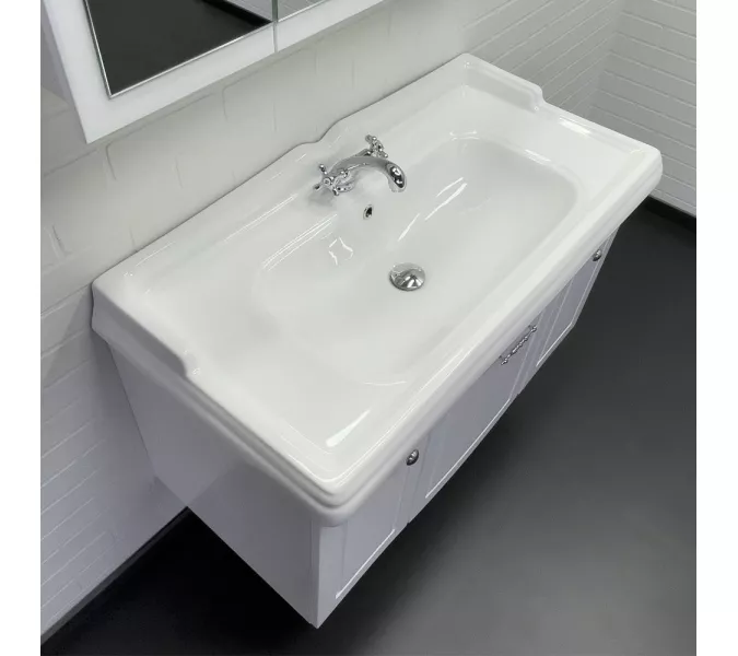 Тумба-умывальник Comforty Палини-100 белый глянец с раковиной Comforty 3310, изображение 5