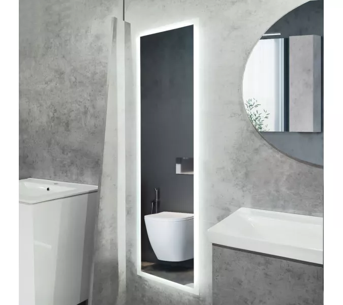 Вертикальное ростовое зеркало для ванной Comforty Люпин 440x1580 LED-подсветка, бесконтактный сенсор, изображение 2