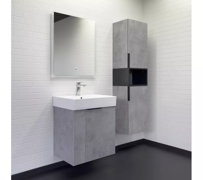 Подвесная тумба-умывальник Comforty Асти-60П бетон светлый с раковиной CF3WL032, Выбрать цвет: Бетон светлый, изображение 5