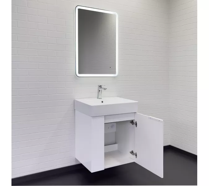 Подвесная тумба-умывальник Comforty Асти-60П белый глянец с раковиной CF3WL032, Выбрать цвет: Белый, изображение 4