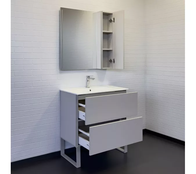 Тумба-умывальник Comforty Бильбао-80Н серый шёлк с раковиной 80E, изображение 5