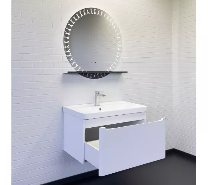 Подвесная тумба-умывальник Comforty Арзамас-80-1 белая матовая с раковиной 4480, Внешний вид: 1 ящик, изображение 5