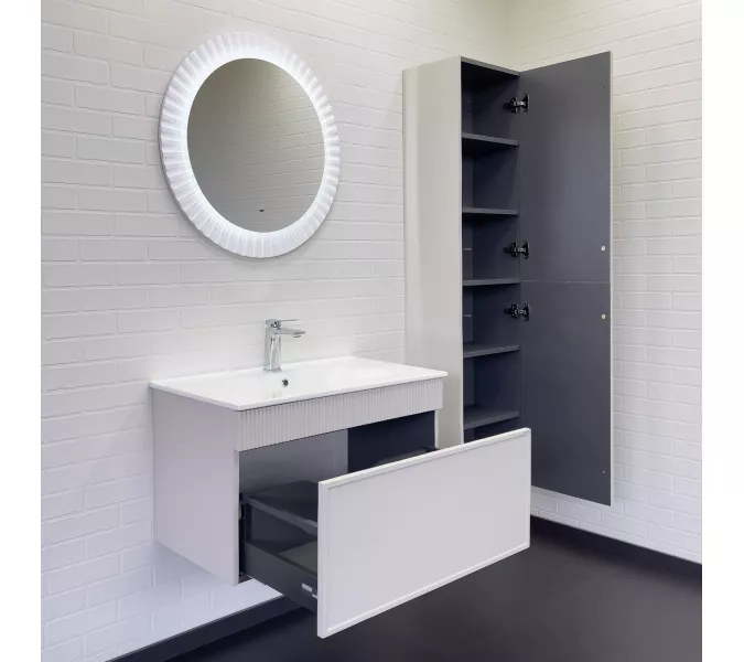 Тумба-умывальник для ванной Comforty Мадрид-80 серый шёлк с раковиной Comforty 80E, Выбрать размер: 80, изображение 5