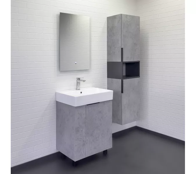 Напольная тумба-умывальник Comforty Асти 60Н бетон светлый с раковиной Comforty CF3WL032, Выбрать цвет: Бетон светлый, изображение 4