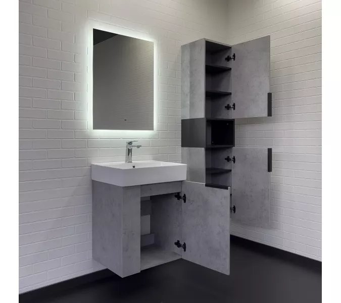 Подвесная тумба-умывальник Comforty Асти-60П бетон светлый с раковиной CF3WL032, Выбрать цвет: Бетон светлый, изображение 6