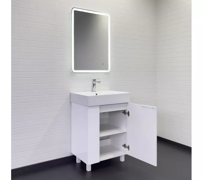 Напольная тумба-умывальник Comforty Асти 60Н белый глянец с раковиной CF3WL032, Выбрать цвет: Белый, изображение 5