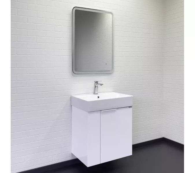 Подвесная тумба-умывальник Comforty Асти-60П белый глянец с раковиной CF3WL032, Выбрать цвет: Белый, изображение 3