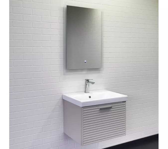 Тумба-умывальник Comforty Касабланка-60/80 серый шёлк с раковиной, Выбрать размер: 60, Внешний вид: с раковиной Moduo 60, изображение 5