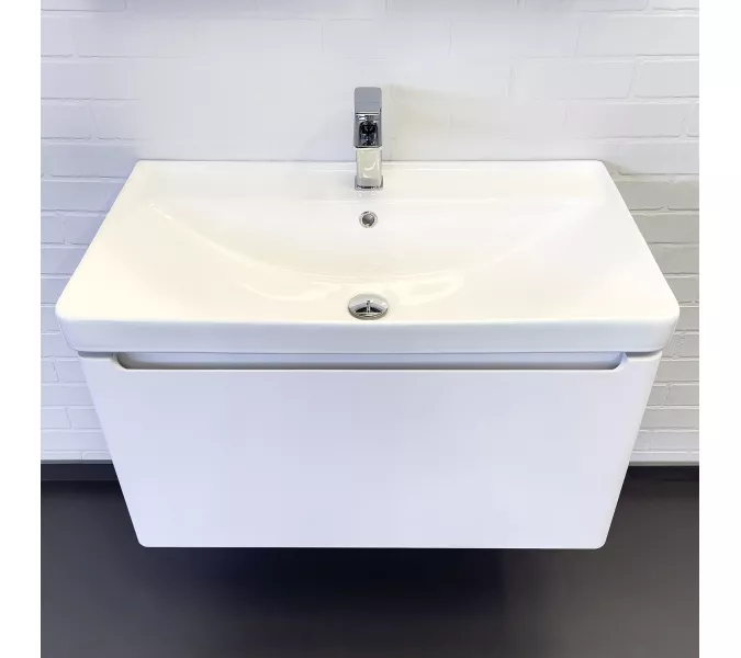 Подвесная тумба-умывальник Comforty Арзамас-80-1 белая матовая с раковиной 4480, Внешний вид: 1 ящик, изображение 2