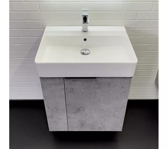 Подвесная тумба-умывальник Comforty Асти-60П бетон светлый с раковиной CF3WL032, Выбрать цвет: Бетон светлый, изображение 3