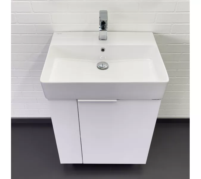 Напольная тумба-умывальник Comforty Асти 60Н белый глянец с раковиной CF3WL032, Выбрать цвет: Белый, изображение 2