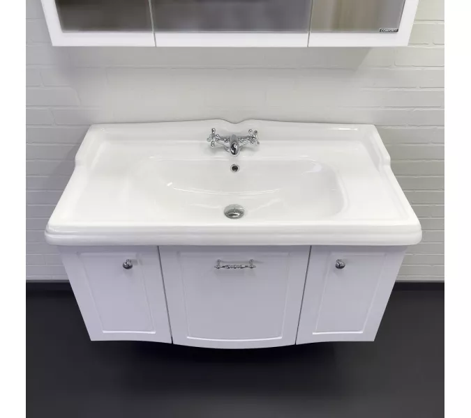 Тумба-умывальник Comforty Палини-100 белый глянец с раковиной Comforty 3310, изображение 3