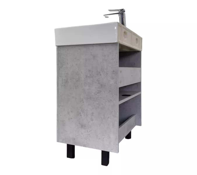 Напольная тумба-умывальник Comforty Асти 60Н бетон светлый с раковиной Comforty CF3WL032, Выбрать цвет: Бетон светлый, изображение 6