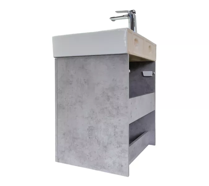 Подвесная тумба-умывальник Comforty Асти-60П бетон светлый с раковиной CF3WL032, Выбрать цвет: Бетон светлый, изображение 4