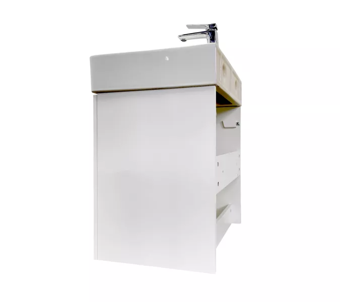 Подвесная тумба-умывальник Comforty Асти-60П белый глянец с раковиной CF3WL032, Выбрать цвет: Белый, изображение 6