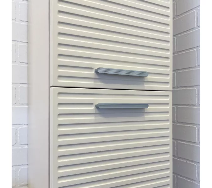 Шкаф-колонна Comforty Касабланка-35 серый шёлк, Выбрать цвет: Серый шелк, Внешний вид: ручки серый металлик, изображение 4