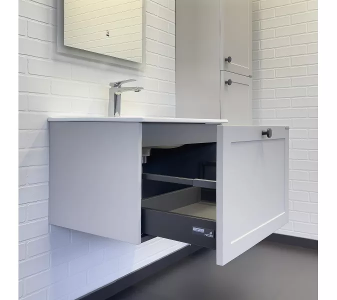 Тумба-умывальник Comforty Ереван-60 серый шёлк с раковиной Comforty 60E, Выбрать размер: 60, изображение 3