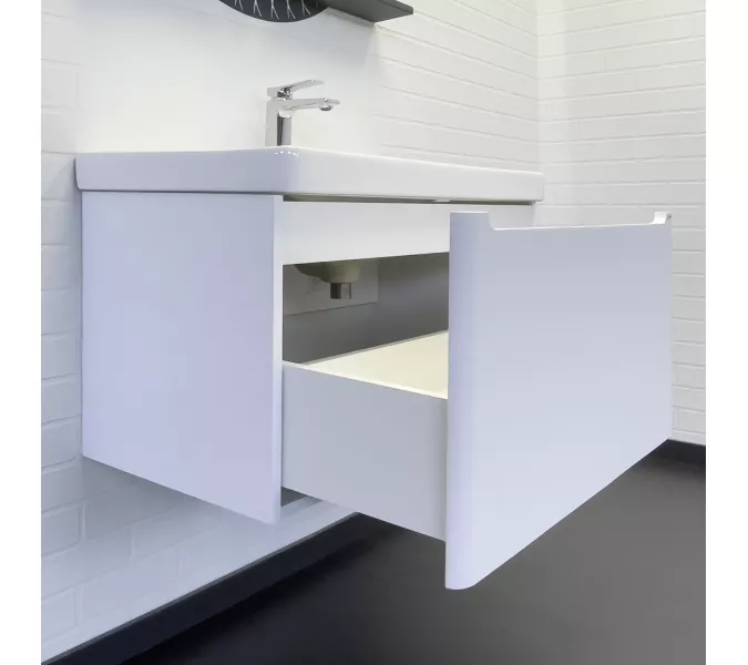 Подвесная тумба-умывальник Comforty Арзамас-80-1 белая матовая с раковиной 4480, Внешний вид: 1 ящик, изображение 3