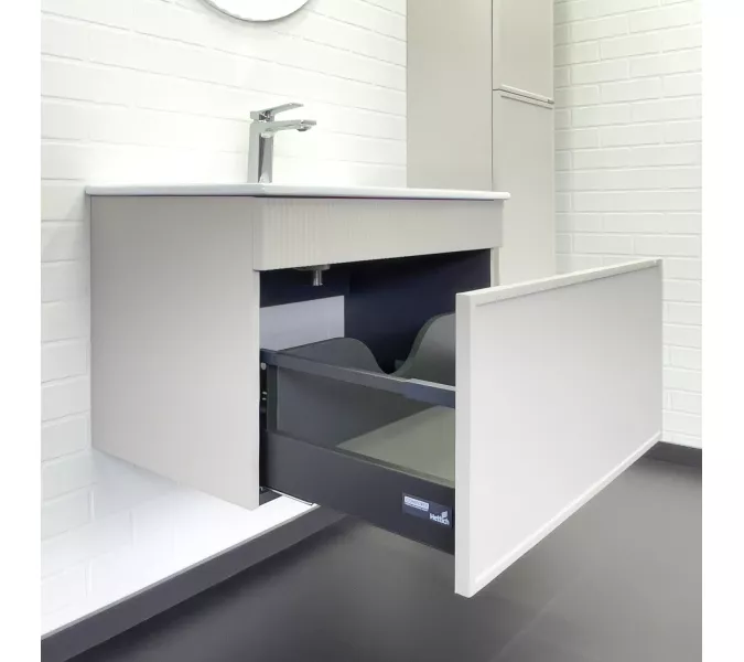 Тумба-умывальник для ванной Comforty Мадрид-80 серый шёлк с раковиной Comforty 80E, Выбрать размер: 80, изображение 3