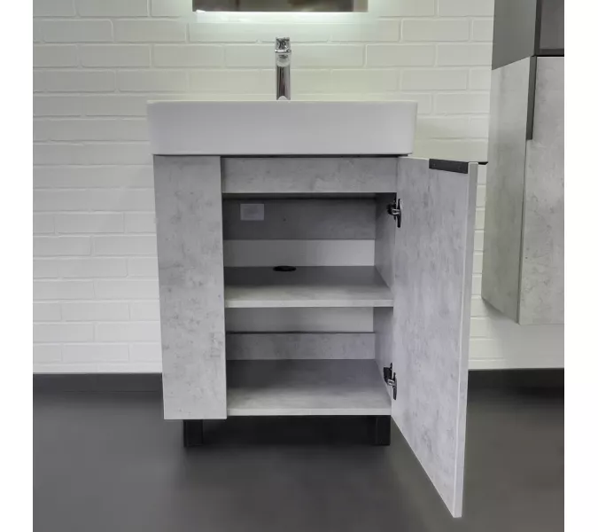 Напольная тумба-умывальник Comforty Асти 60Н бетон светлый с раковиной Comforty CF3WL032, Выбрать цвет: Бетон светлый, изображение 3