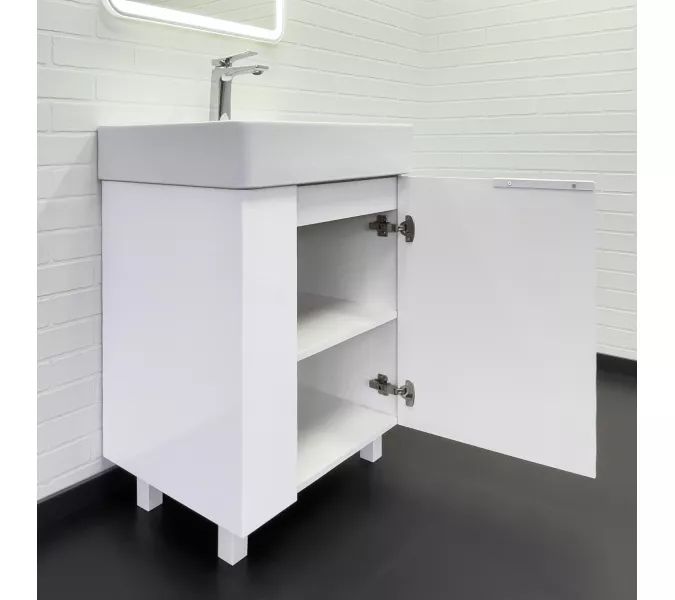Напольная тумба-умывальник Comforty Асти 60Н белый глянец с раковиной CF3WL032, Выбрать цвет: Белый, изображение 3
