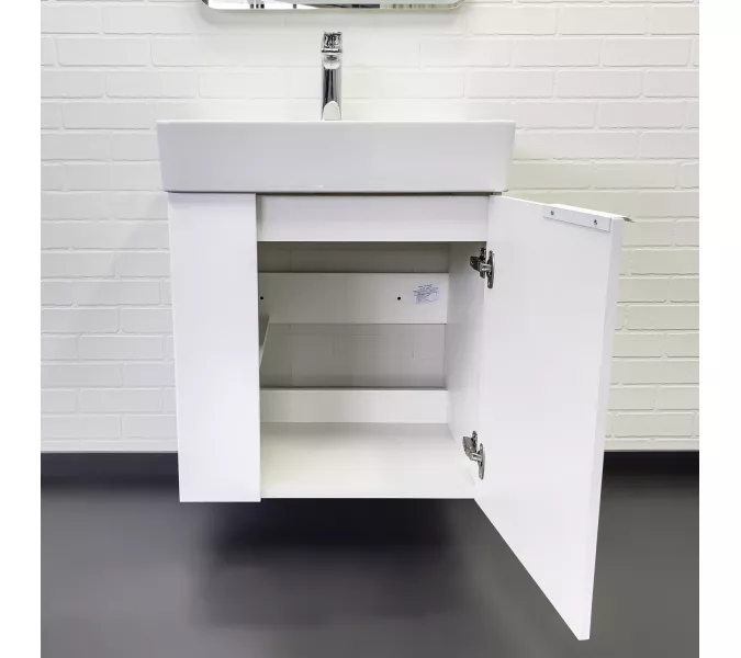 Подвесная тумба-умывальник Comforty Асти-60П белый глянец с раковиной CF3WL032, Выбрать цвет: Белый, изображение 2