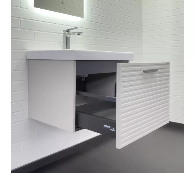 Тумба-умывальник Comforty Касабланка-60/80 серый шёлк с раковиной, Выбрать размер: 60, Внешний вид: с раковиной Moduo 60, изображение 3