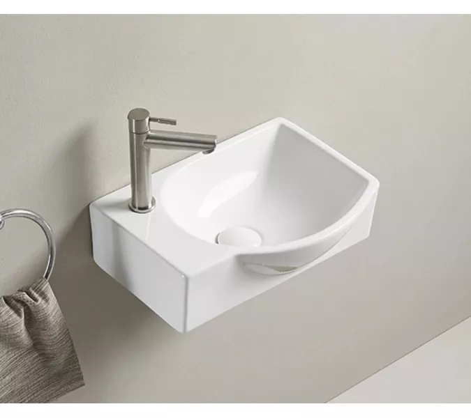 Подвесная черная матовая раковина для ванной  Gid Bm9276 L/R, Выбрать цвет: Белый, Ориентация: правая