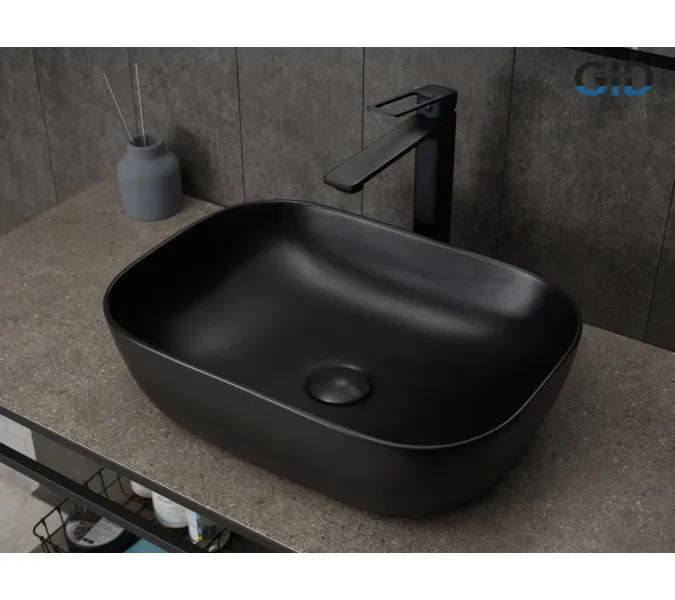 Накладная черная матовая раковина для ванной Gid Bm1333, Выбрать цвет: Черный матовый