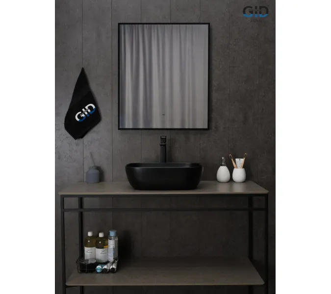 Накладная черная матовая раковина для ванной Gid Bm1333, Выбрать цвет: Черный матовый, изображение 4