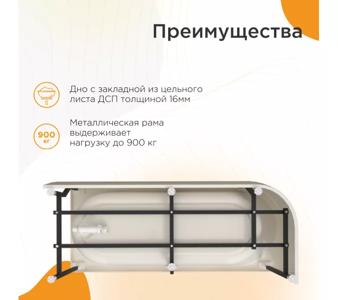 Ванна акриловая Radomir Вальс 3/4 левая/правая, Выбрать размер: 170х70, Ориентация: левая, изображение 8