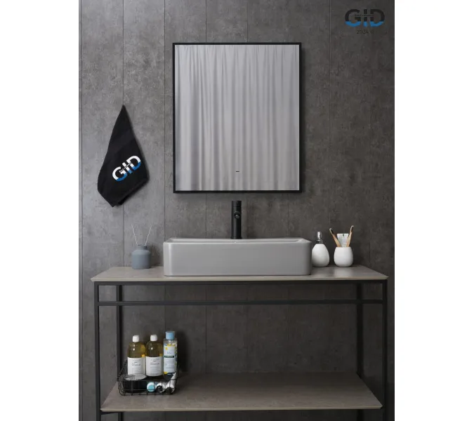 Накладная серая матовая раковина для ванной Gid Gm1344, Выбрать цвет: Серый матовый, изображение 4