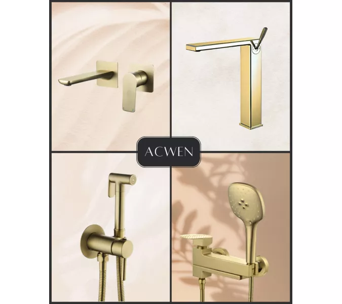 Смеситель для раковины ACWEN JL-38111MH встраиваемый,  золото, изображение 10