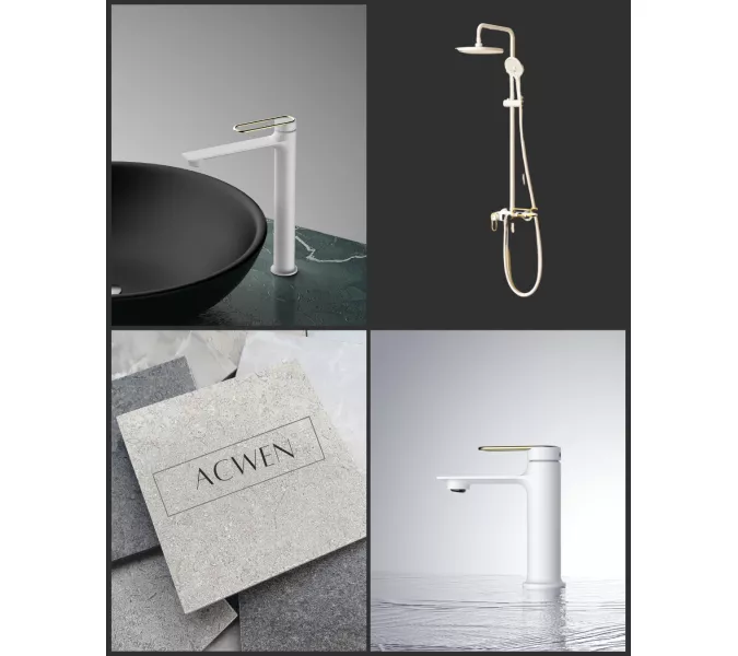 Душевая стойка ACWEN 17111MW белый/золото, Выбрать цвет: Белый, изображение 11