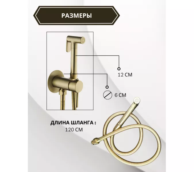 Душ гигиенический ACWEN 82003BG матовое золото, Выбрать цвет: Золото матовое, изображение 4