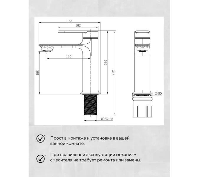 Смеситель для раковины ACWEN- 11111QL оружейная сталь/бронза, Выбрать цвет: Оружейная сталь, изображение 9