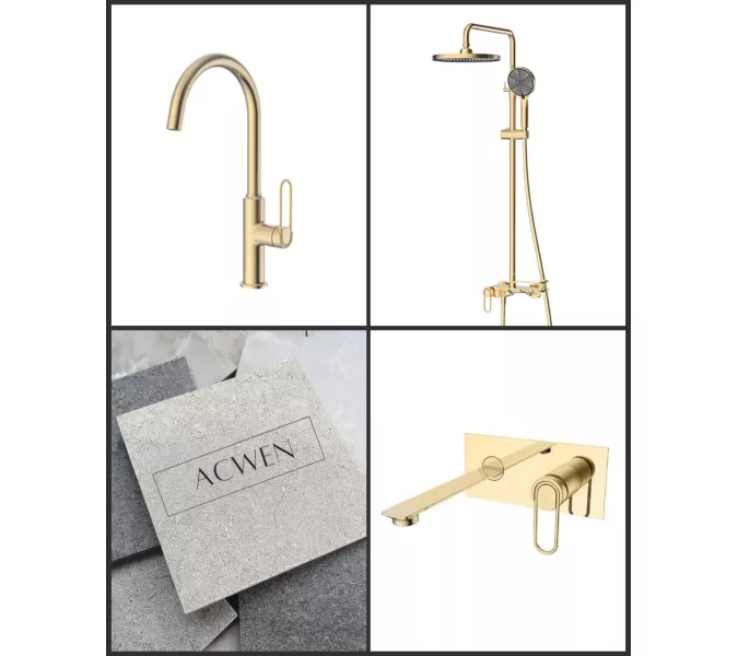 Душевая стойка ACWEN 17111MH золото, Выбрать цвет: Золото матовое, изображение 9