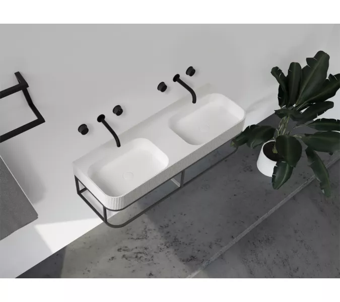 Консоль с раковиной ABBER Stein AS2646 подвесная, белая матовая, изображение 3