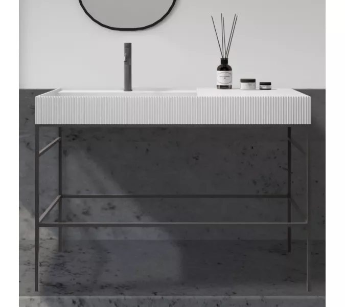 Консоль с раковиной ABBER Stein AS2647 напольная, белая матовая