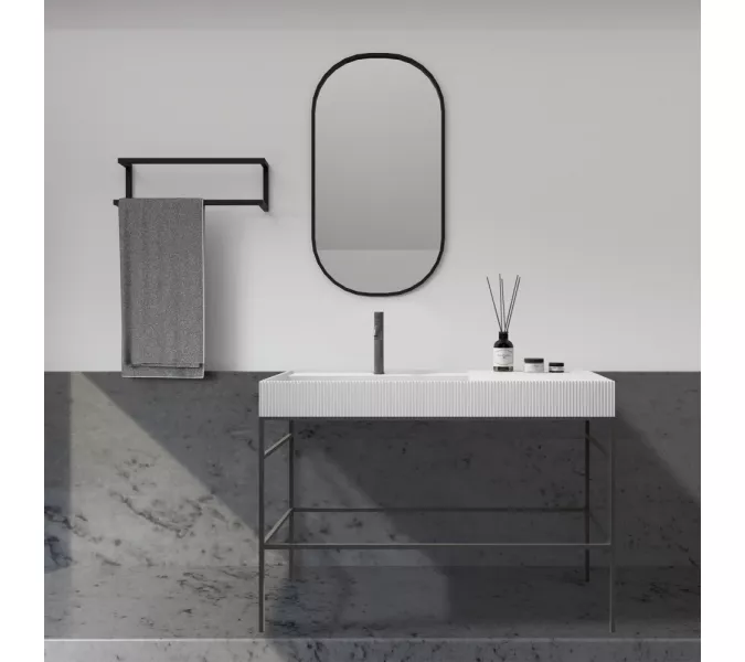 Консоль с раковиной ABBER Stein AS2647 напольная, белая матовая, изображение 2