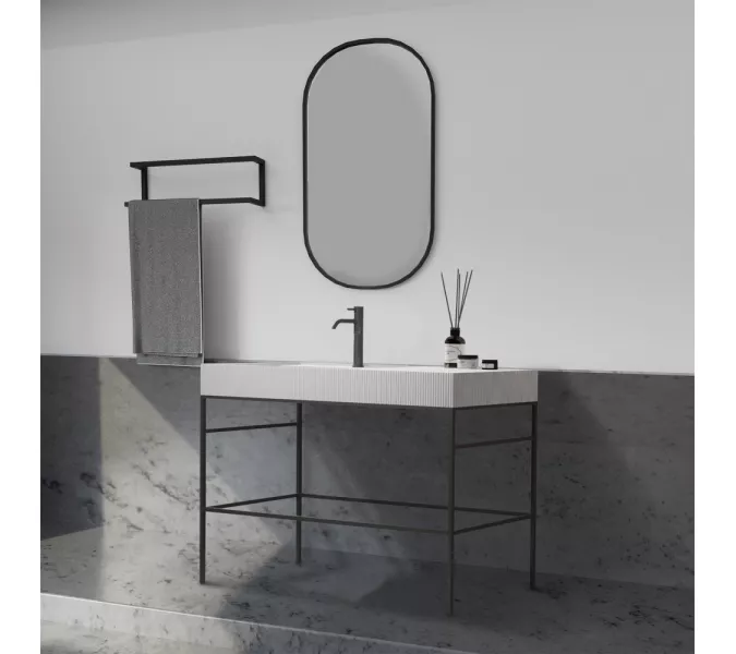 Консоль с раковиной ABBER Stein AS2647 напольная, белая матовая, изображение 3