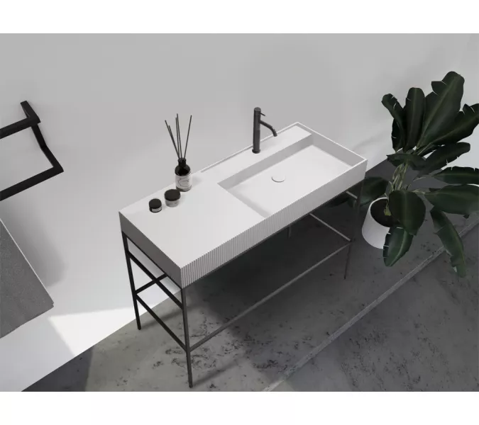 Консоль с раковиной ABBER Stein AS2647 напольная, белая матовая, изображение 4