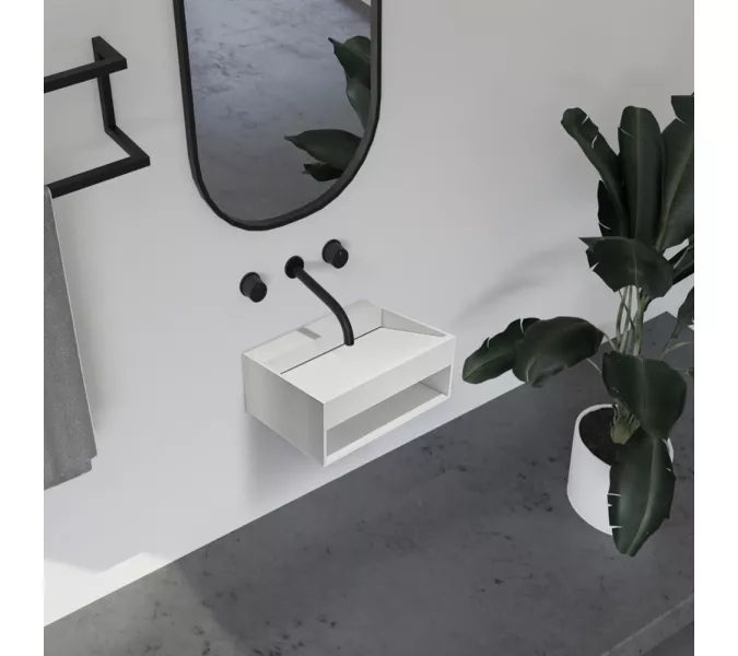 Тумба с раковиной ABBER Stein AS2645 подвесная, белая матовая, Выбрать размер: 60, изображение 2