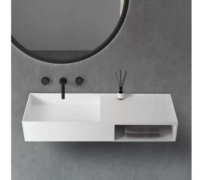 Тумба с раковиной ABBER Stein AS2649 подвесная, белая матовая, Выбрать размер: 80