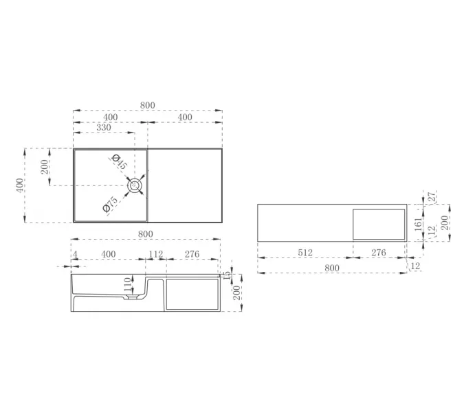 Тумба с раковиной ABBER Stein AS2649 подвесная, белая матовая, Выбрать размер: 80, изображение 5
