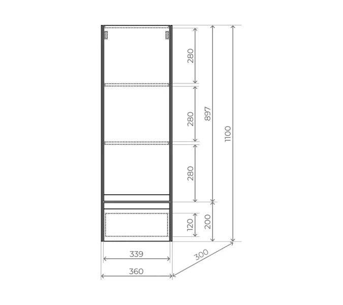 Пенал подвесной Style line  "ЛИМА" 36, 1 ящик, PLUS, эмаль, графит, Выбрать цвет: Графит, Выбрать размер: 36, изображение 7