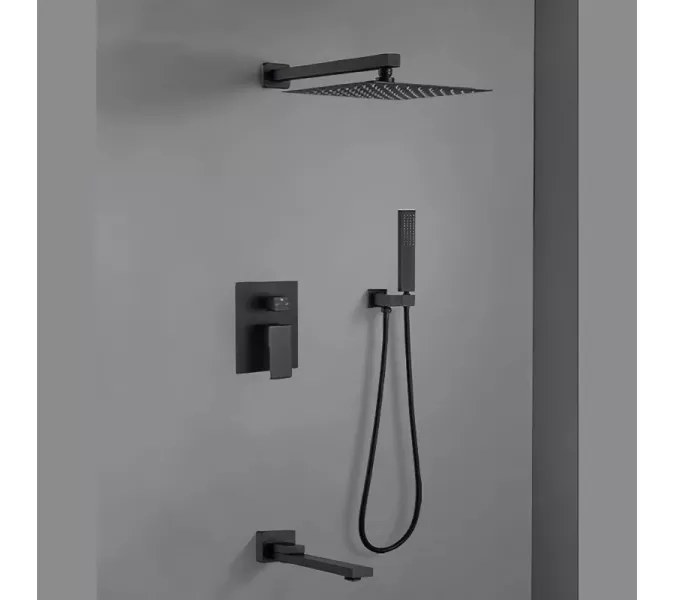 Душевая система ACWEN-80118B  встраиваемая с изливом , черный матовый, Выбрать цвет: Черный матовый, изображение 13