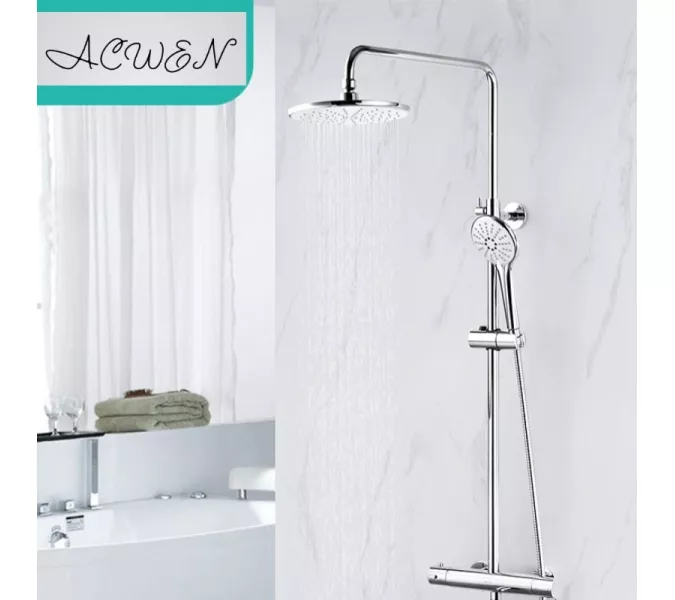Душевая стойка  ACWEN 80051 с термостатом  хром, Выбрать цвет: Хром, изображение 8