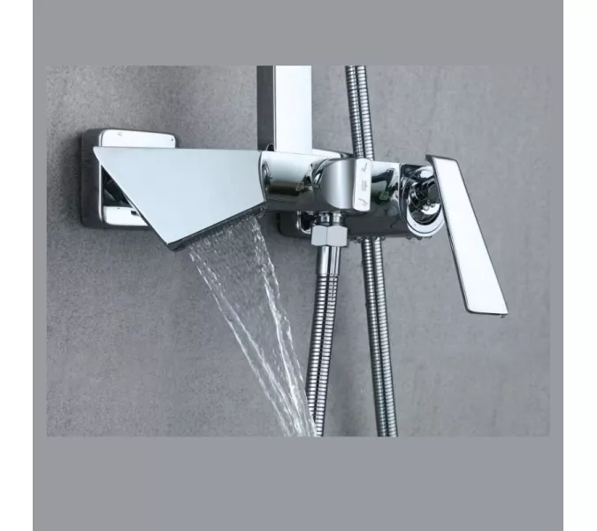 Душевая стойка ACWEN  1901A с изливом, хром, Выбрать цвет: глянцевый хром, изображение 2