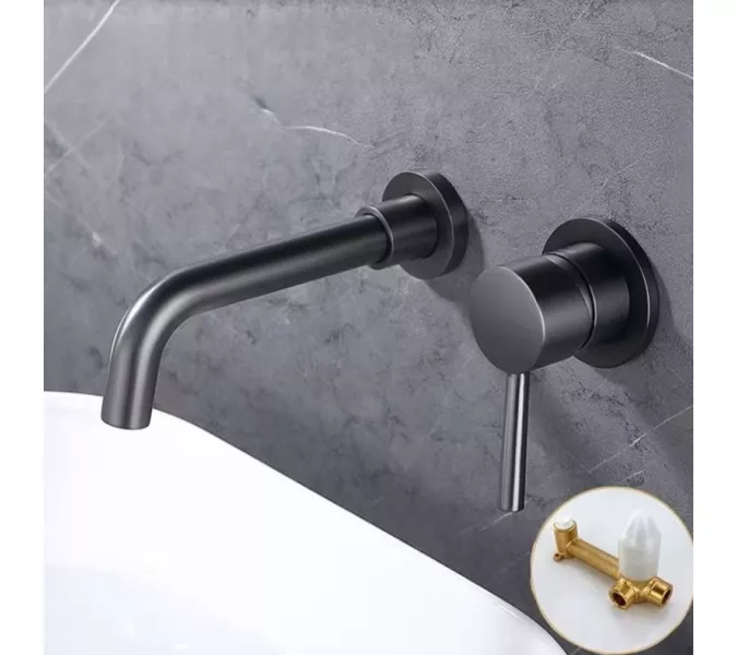 Смеситель для раковины скрытого монтажа ACWEN 6605D графит, Выбрать цвет: Графит, изображение 11